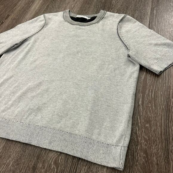 EUC MM LaFleur Becca Pointelle Cotton Silk Knit Tee Gray Medium Short Sleeve Top - Picture 6 of 16